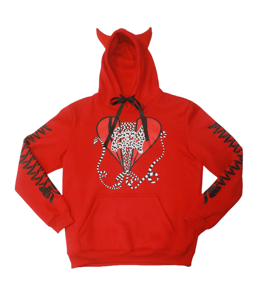 小物 THE EDOONI hoodie muffler RED Urban Red Sweatshirt Men - Trendy Red Hoodie