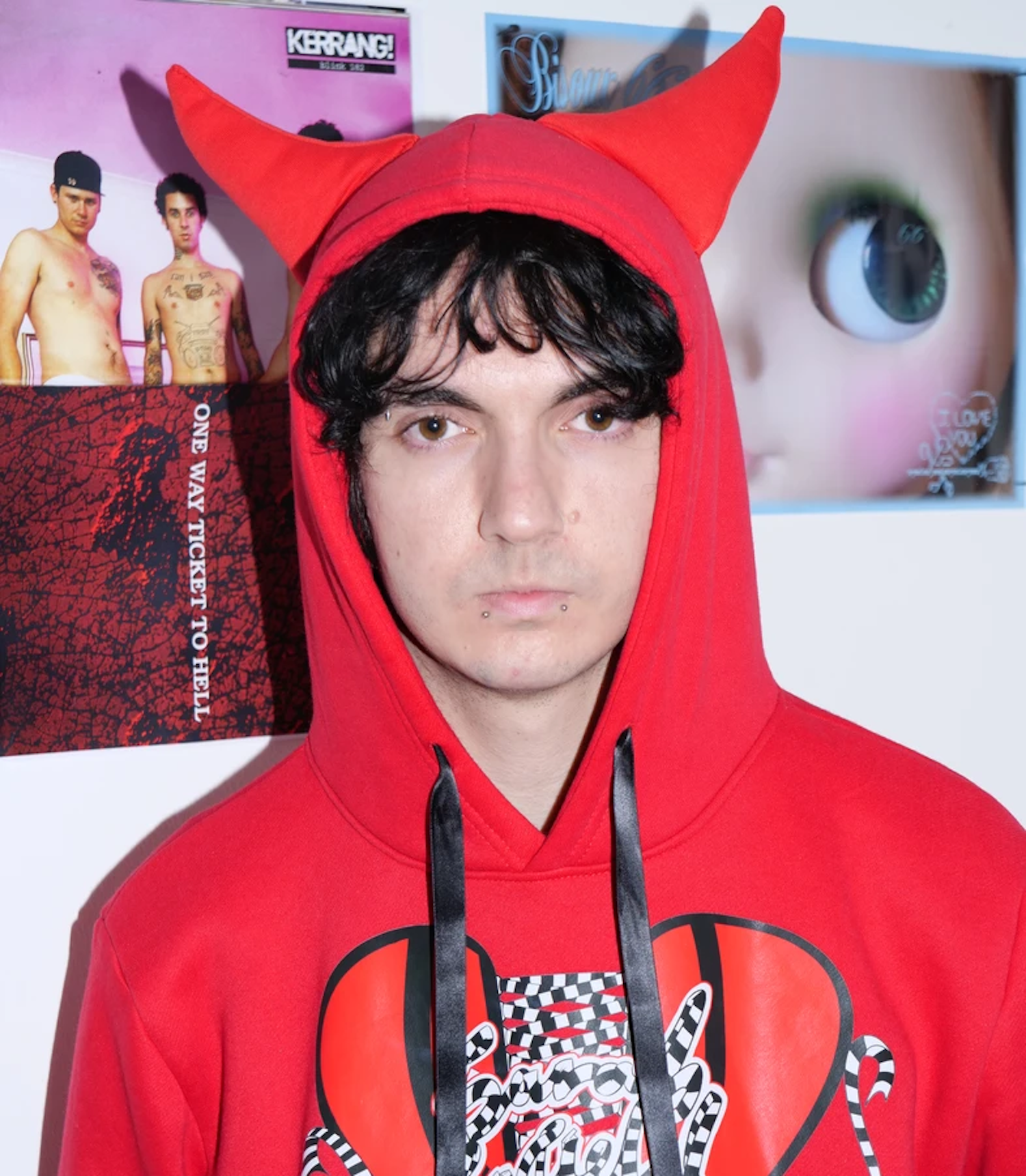 Play Piercing Sleeves Devil Hoodie - Black & Red