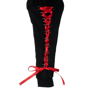 Play Piercing Sleeves Devil Hoodie - Black & Red