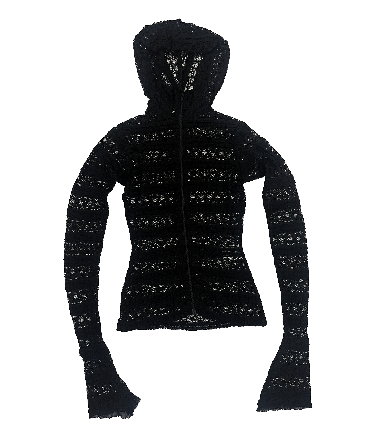 Lace Zipped Hoodie - Black – Kathleen Lace Zipped Hoodie - Black – Kathleen