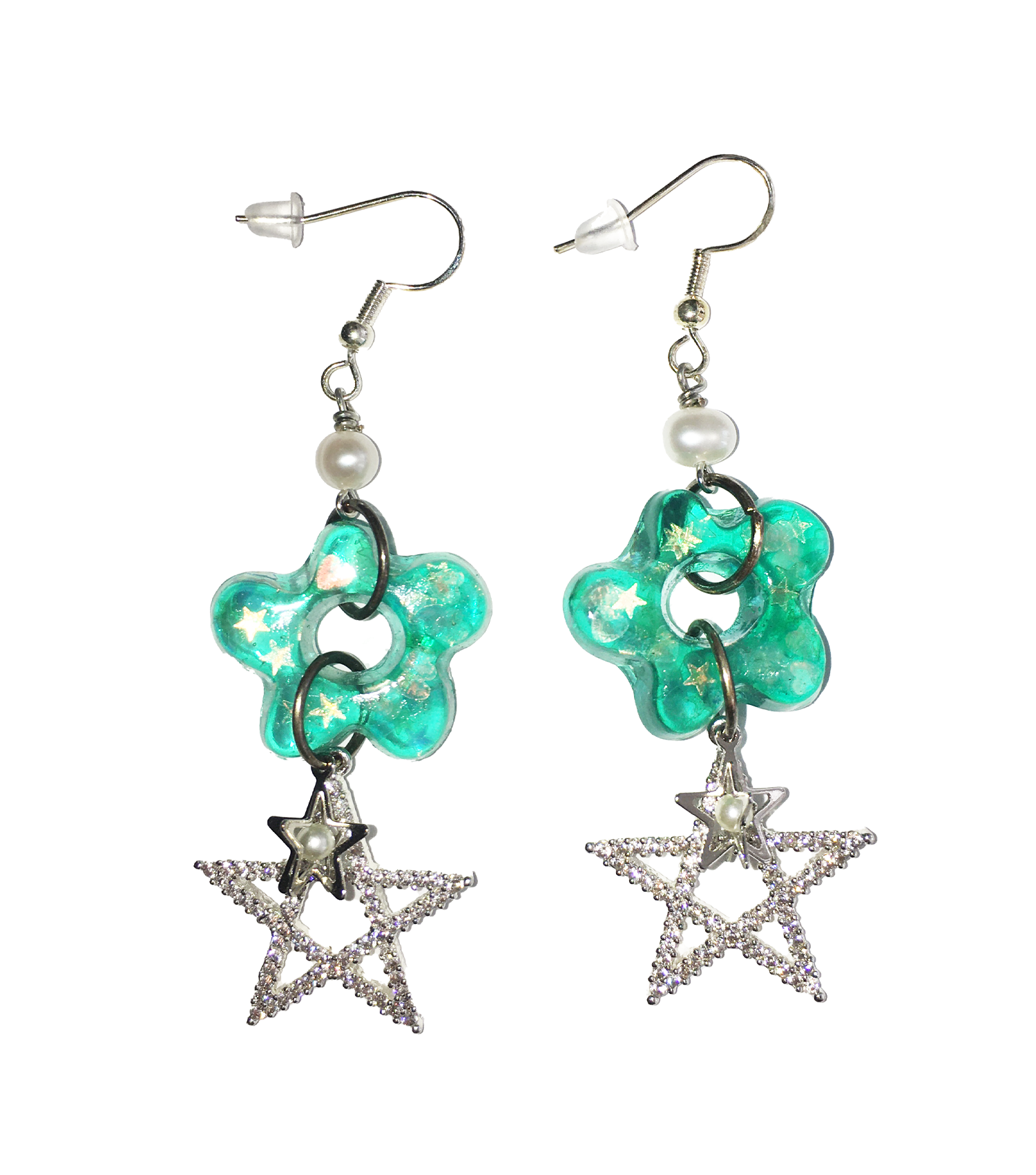 Joey Shares, Resin Earrings, Handmade, Los Angeles, Kathleen, Shop Kathleen, resin, jewelry, flower, charms, handmade, beads, heart, y2k, belly ring, navel piercing, navel ring, jewelry, star child