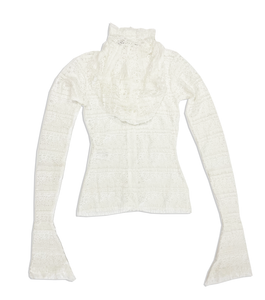 Lace Zipped Hoodie - White