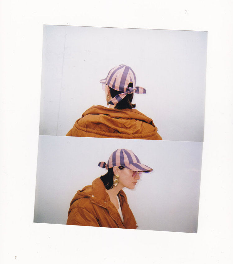 hat, tie hat, striped soft tie cap, rosie la jaguara