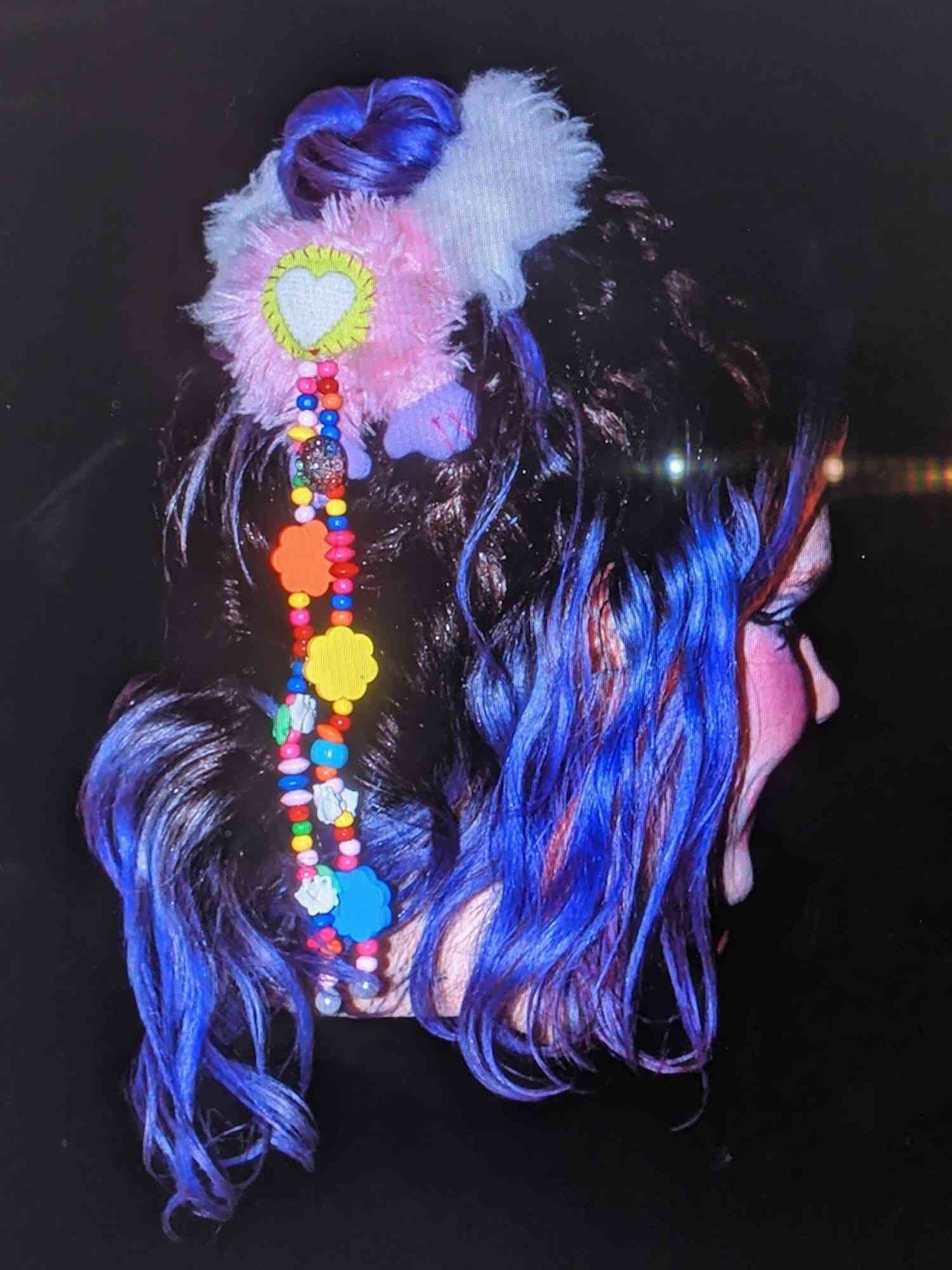 claire barrow, hair accessories, scrunchies, hair extensions, hair pieces, raver hair, harajuku hair, jfashion, rave accessories, CB, independent artist, independent designer