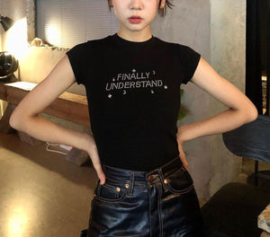 Dydo Shop, Shop Kathleen, Kathleen, Kathleen Los Angeles, Los Angeles Boutique, Independent designer, independent fashion, Seoul designer, rhinestone tee, baby tee, independent artist, independent boutique, baby t-shirt, slogan tshirt, y2k t-shirt, 2000s t-shirt
