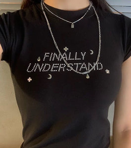 Dydo Shop, Shop Kathleen, Kathleen, Kathleen Los Angeles, Los Angeles Boutique, Independent designer, independent fashion, Seoul designer, rhinestone tee, baby tee, independent artist, independent boutique, baby t-shirt, slogan tshirt, y2k t-shirt, 2000s t-shirt