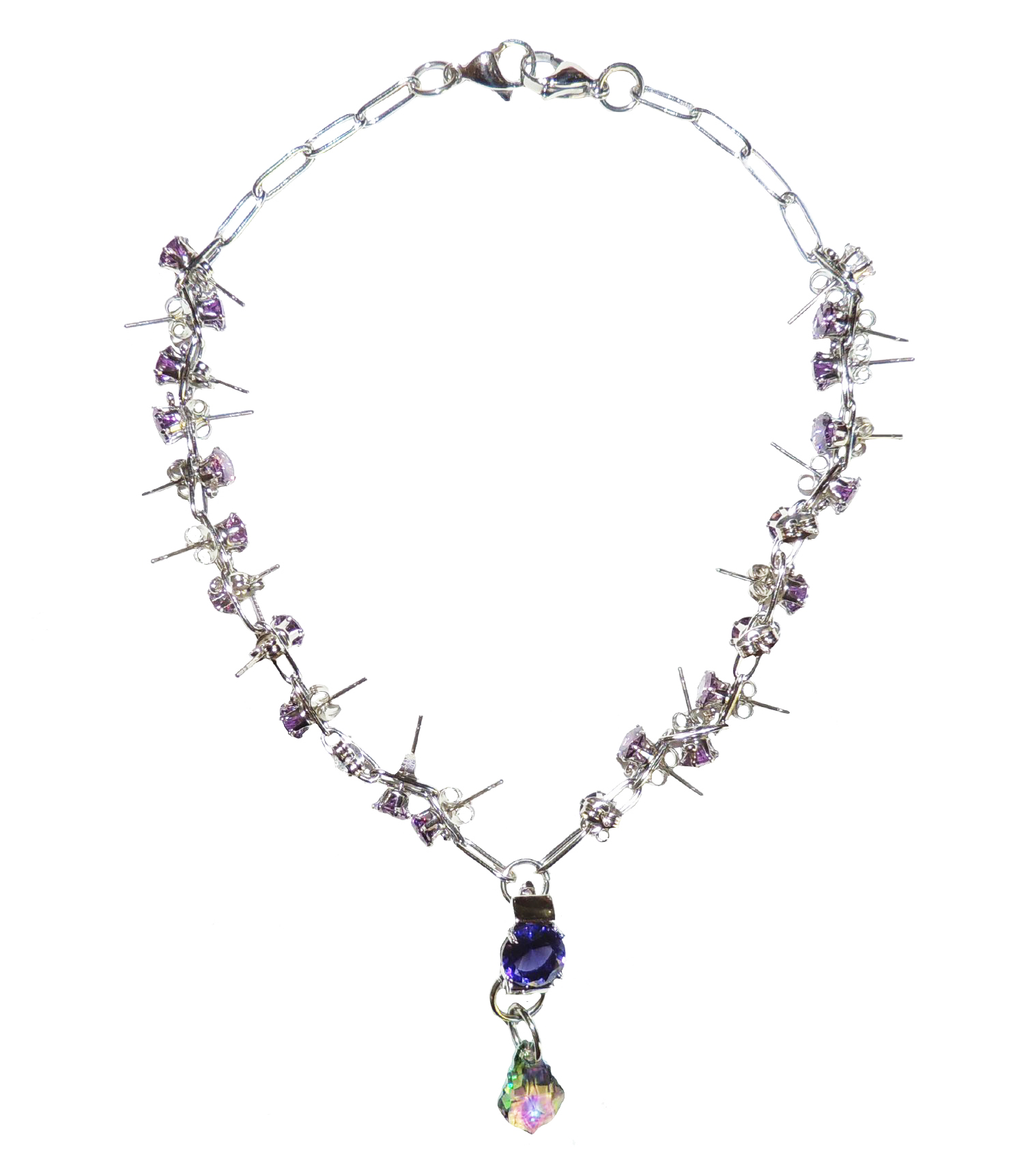 emma pryde, choker, handmade, los angeles boutique, kathleen, kathleen los angeles, necklace, studs, spike, spike choker, earring, jewels, purple, sparkle, crystal necklace, Madison, Wisconsin, Wisconsin artist