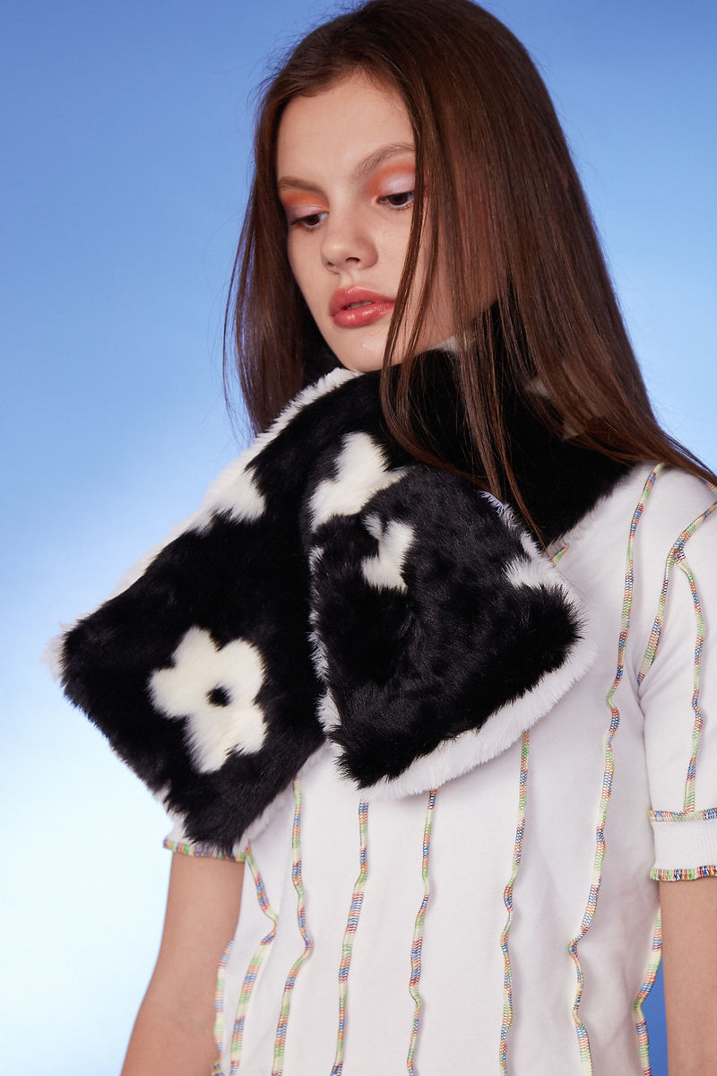 somewhere nowhere, scarf, faux fur