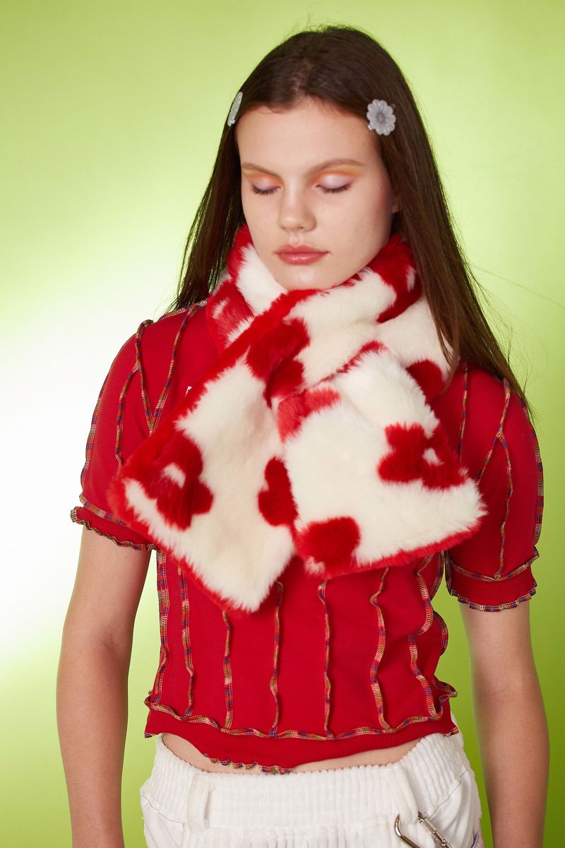 somewhere nowhere, scarf, faux fur