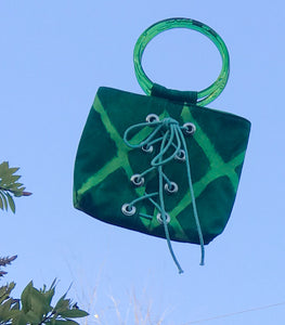 Annabelle p. lee, bag, purse, mini bag, mini, checkered, canvas, denim, artist, Los Angeles, kathleen, vintage, handmade, green