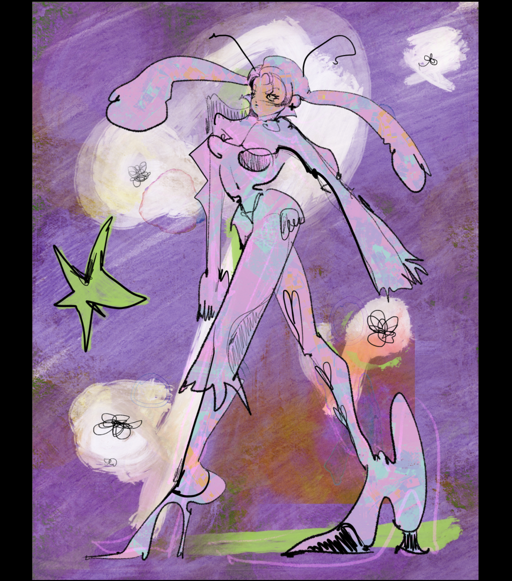 Gabrielle Rosenstein, Elf, printed, Kathleen, Kathleen Los Angeles, Independent Boutique, Independent Artist, Los Angeles Boutique, Independent Designer, Los Angeles Artist, independent fashion, hand drawn, artist print, lady print, fairy prints, alien lady print, anime print, original art, original print, original design, colorful print, glossy artwork, fairy artwork, lady artwork, anime artwork, fashion illustration print