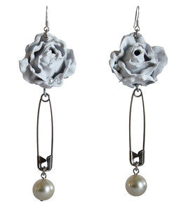 rose and pearl paper clip earrings, earrings, jewelry