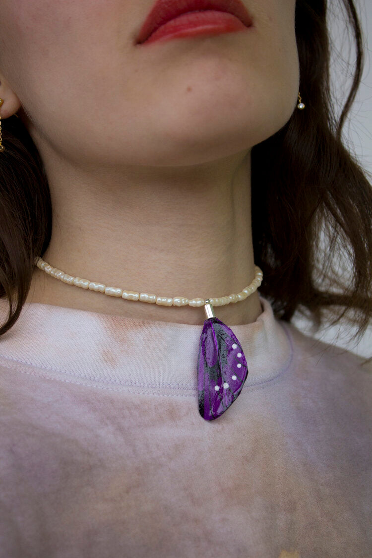 Pearl necklace, choker, kunst, shop kunst, kathleen, shop kathleen, los angeles, papillon necklakce