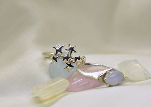 Loneru, Lonerü, sterling silver ring, star jewelry, vermont jewelry, sterling silver star ring, kathleen, kathleen los angeles, independent boutique, independent artist, independent designer, handmade jewelry, los angeles boutique, shooting star ring, silver ring, stars ring