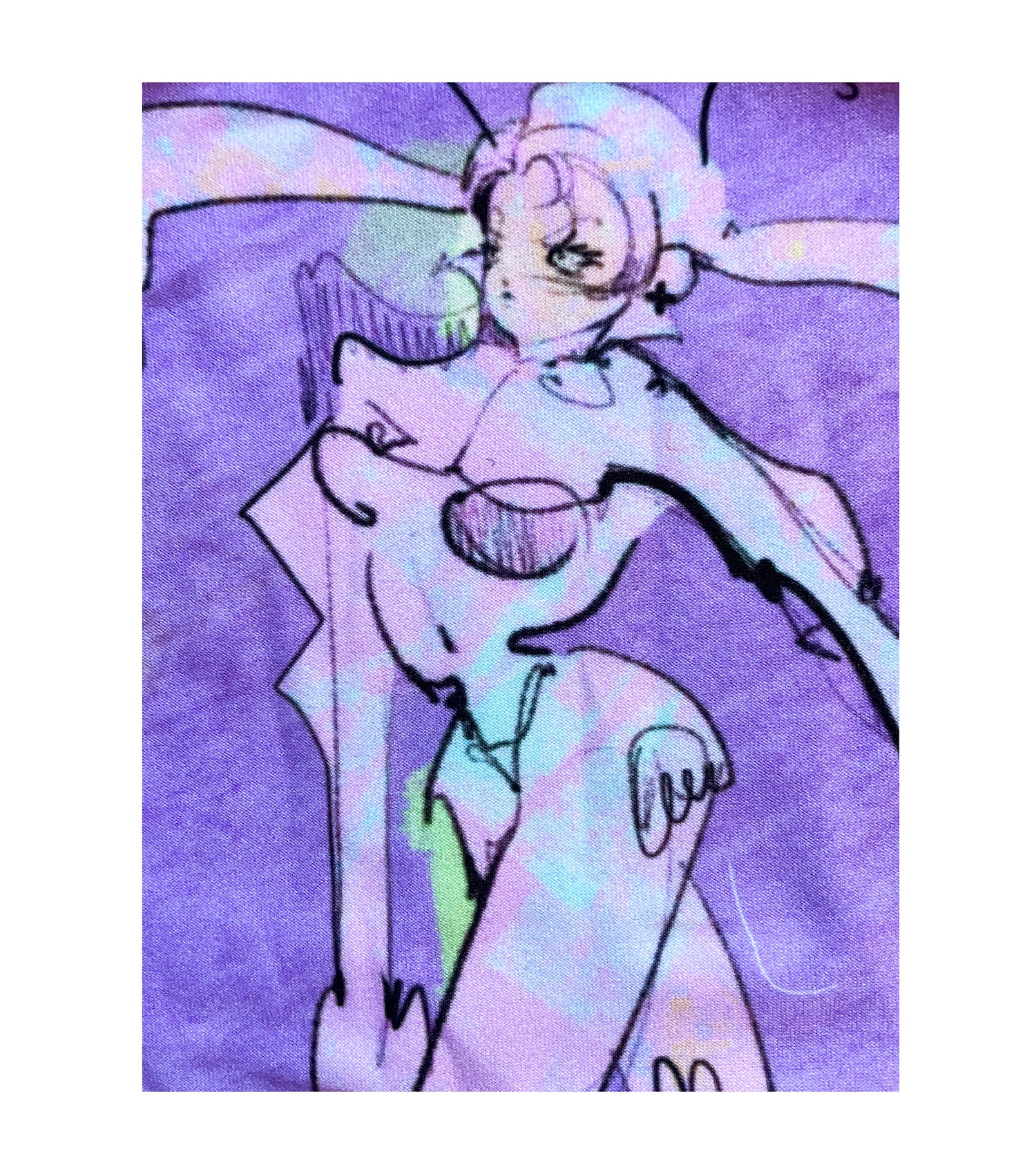 Gabrielle Rosenstein, Elf, printed, Kathleen, Kathleen Los Angeles, Independent Boutique, Independent Artist, Los Angeles Boutique, Independent Designer, Los Angeles Artist, independent fashion, hand drawn, artist tank top, lady top, velour top, criss cross tank, purple tank, fuzzy tank, star tank, shoe tank, fairy tank top, elf tank top, illustrated top