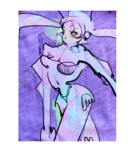 Gabrielle Rosenstein, Elf, printed, Kathleen, Kathleen Los Angeles, Independent Boutique, Independent Artist, Los Angeles Boutique, Independent Designer, Los Angeles Artist, independent fashion, hand drawn, artist tank top, lady top, velour top, criss cross tank, purple tank, fuzzy tank, star tank, shoe tank, fairy tank top, elf tank top, illustrated top