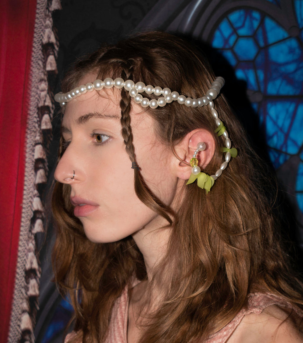 Deska, Deska Jewelry, Pearl, Headpiece, Head Jewelry, Hair Jewelry, Handmade, Los Angeles, Los Angeles Boutique, Independent Designer, Independent Artist, Kathleen, Shop Kathleen, Kathleen Los Angeles, Costume Headpiece, Costume Jewelry