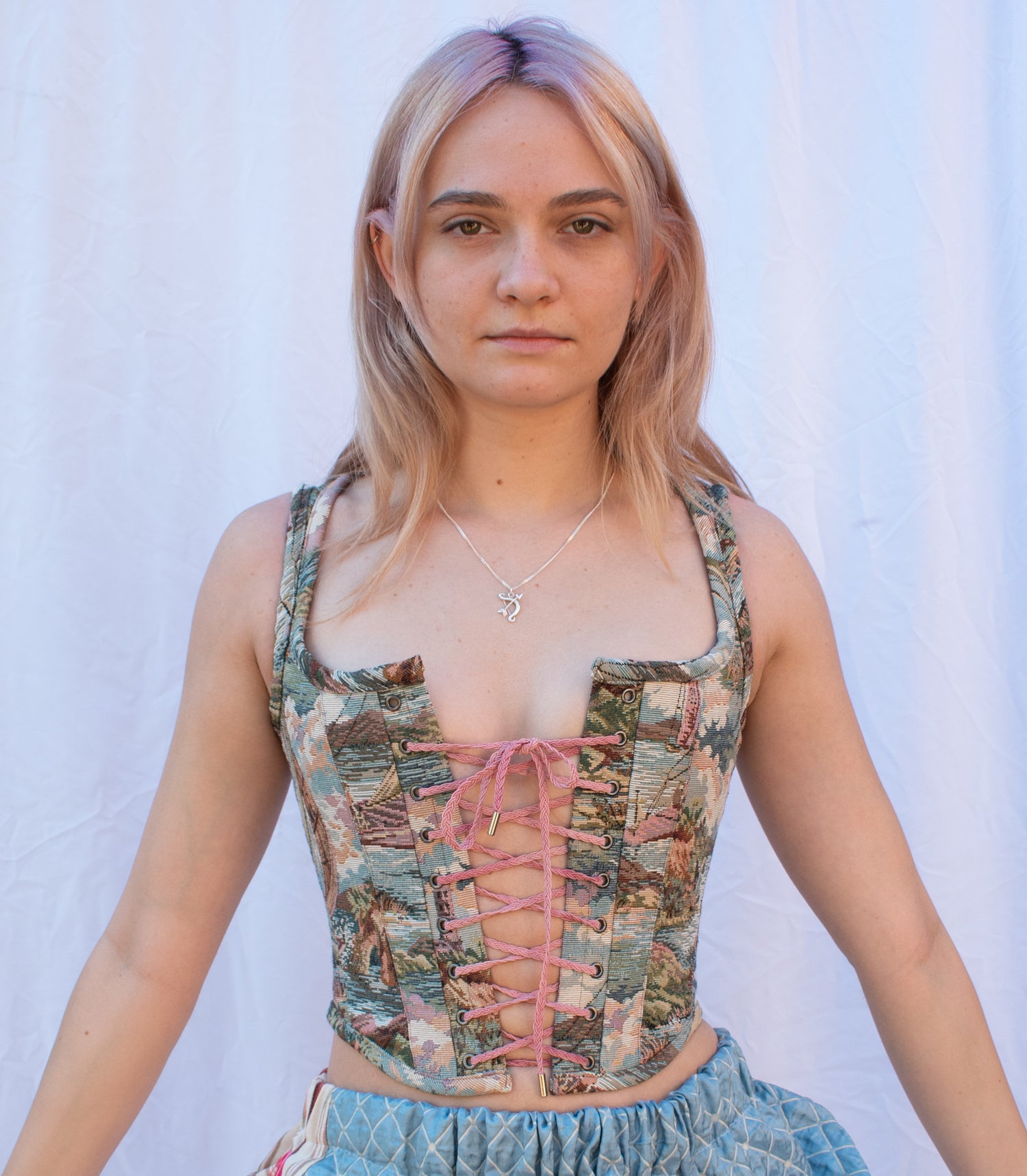 Kathleen, Kathleen Los Angeles, Los Angeles Boutique, all is a gentle spring,  empire dress, elizabethan, independent designer, made in australia, elizabethan corset, tapestry corset, boned corset, lace up corset