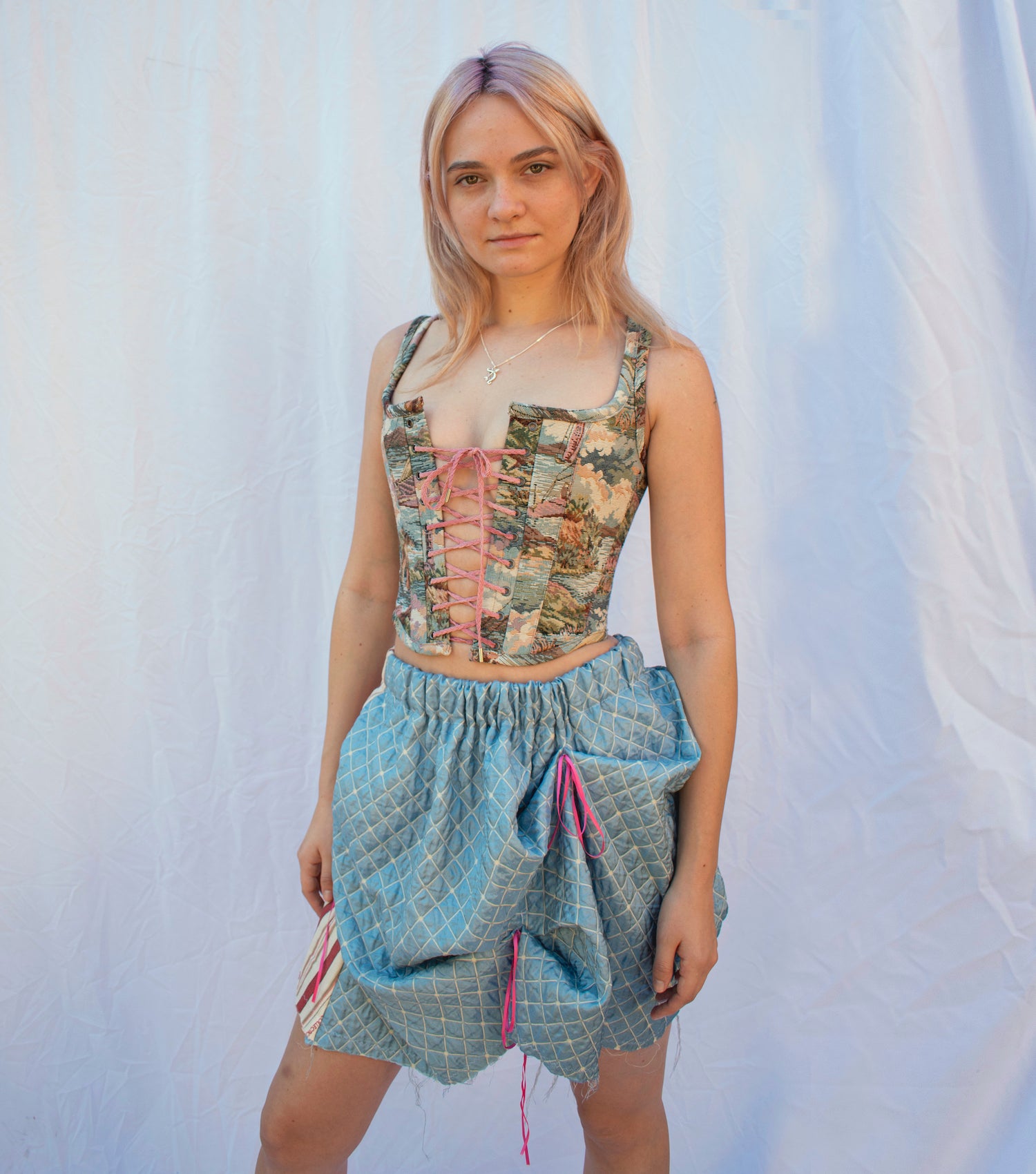 Kathleen, Kathleen Los Angeles, Los Angeles Boutique, all is a gentle spring,  empire dress, elizabethan, independent designer, made in australia, elizabethan corset, tapestry corset, boned corset, lace up corset