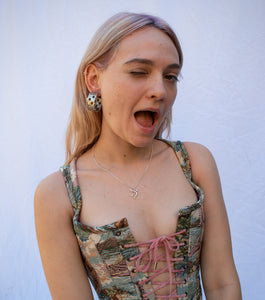 Kathleen, Shop Kathleen, Kathleen Los Angeles, Los Angeles boutique, independent boutique, independent fashion, independent jewelry, handmade jewelry, independent artist, independent designer, Brooklyn jewelry, Brooklyn jeweler, lost wax cast, wax cast earring, bronze earring, bronze hoop earring, jester earrings, jester hoops, hoop earrings, checker earrings, clown earrings