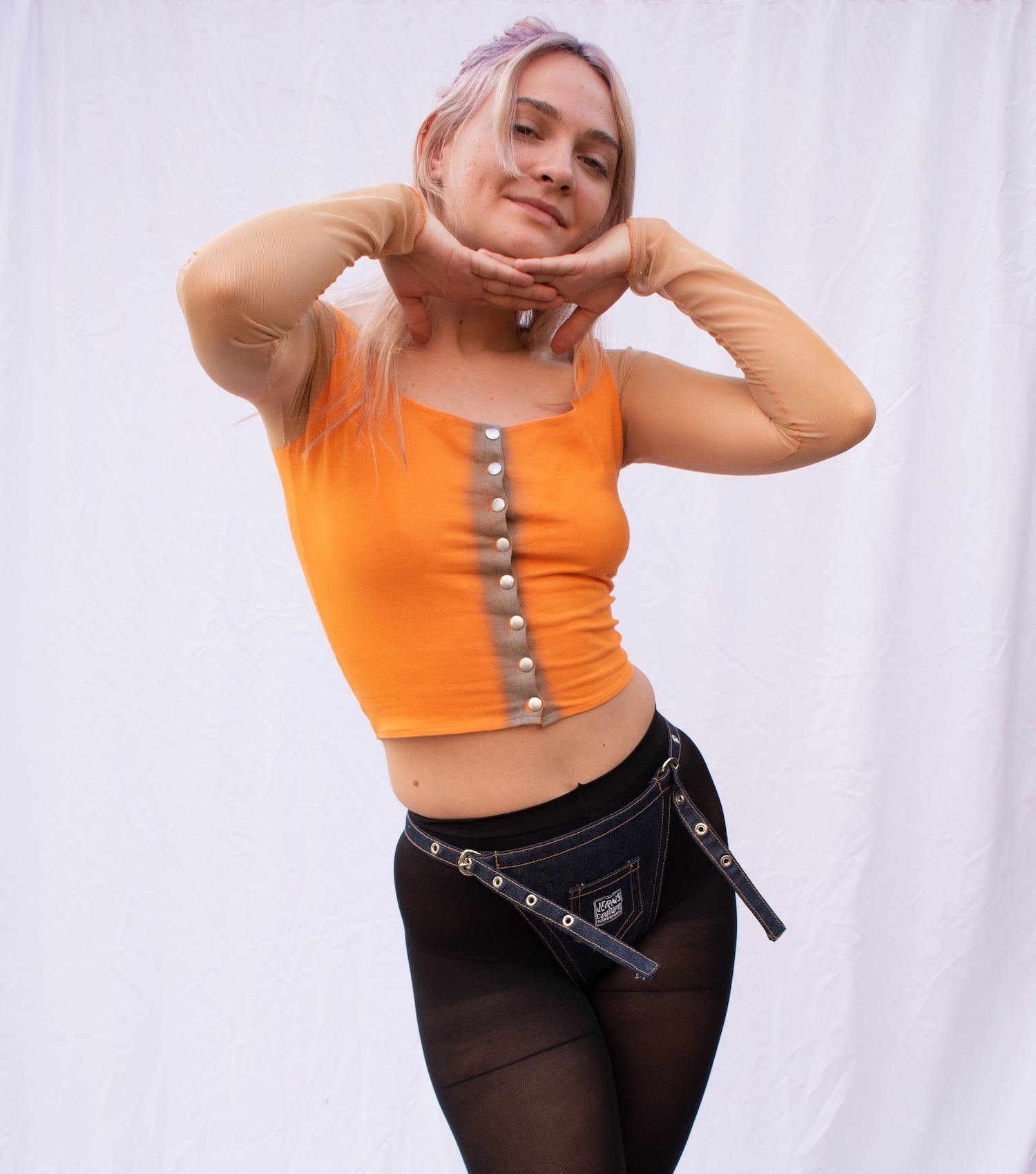Merritt Meacham, Snap Top, Kathleen, Shop Kathleen, Los Angeles, Merritt Snap Top, beaded top, beaded tie top, agnes d top, mesh top, silver top, princess top