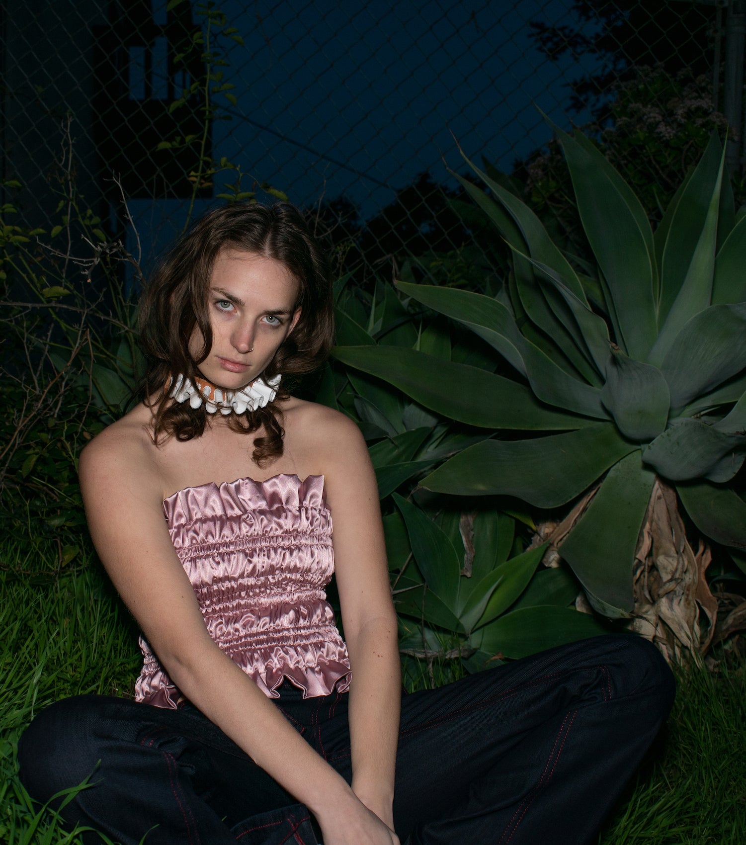 Leather Ruff Collar - White