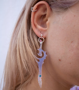 Purple Glitter Dagger Earrings