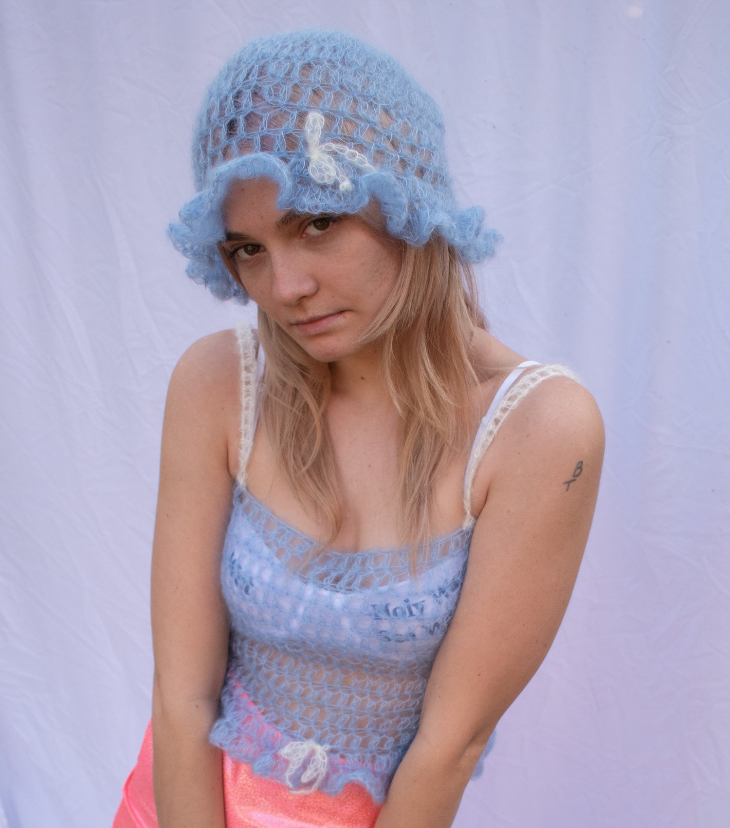 Kathleen, Shop Kathleen, Independent Designer, Crochet Hat, Sustainable, Mohair Hat, Los Angeles Boutique, Cat Randall Duffy, Crandall Duffy, Bucket hat, ruffle hat, bow hat