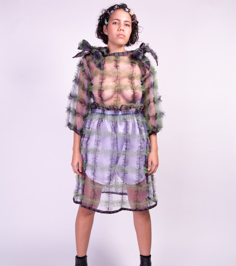 Meg Beck, Dress, Tulle, Grid Dress, Kathleen, Los Angeles, Boutique