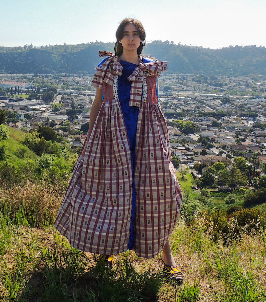 JRAT, Janelle Rabbott, Dress, Zero Waste, Jumper, Prairie Dress, Gingham, UpcycleZero Waste, Prairie Dress, Ruffle Dress, Bow Dress, Sustainable, Kathleen, Shop Kathleen, Boutique, Ugly House on the Prairie, Los Angeles, One of a Kind