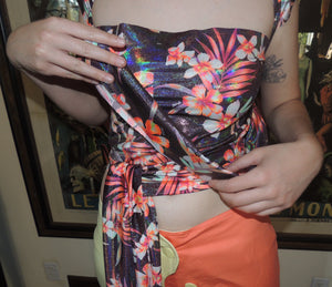 Club Top, Club Top TM, Kathleen, Shop Kathleen, Wrap Top, Crop Top, Glitter Top, Tropical, Holographic, Shop Kathleen, Kathleen Los Angeles