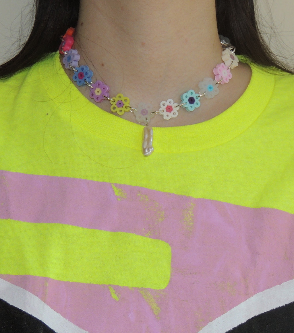 Daisy Chains, Choker, Perler Beads, Kathleen, Kathleen Los Angeles, Boutique, Handmade, Flower Choker, Pearl Choker