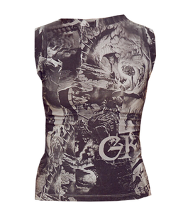 GKA, gautam Kapoor, made in Australia, Australia, australian designer, Melbourne, made in Melbourne, Melbourne designer, graphic, digital, digital print, fantasy, dark fantasy, black and white, tank, top, tank top, graphic print, print, cotton, Los Angeles, Kathleen