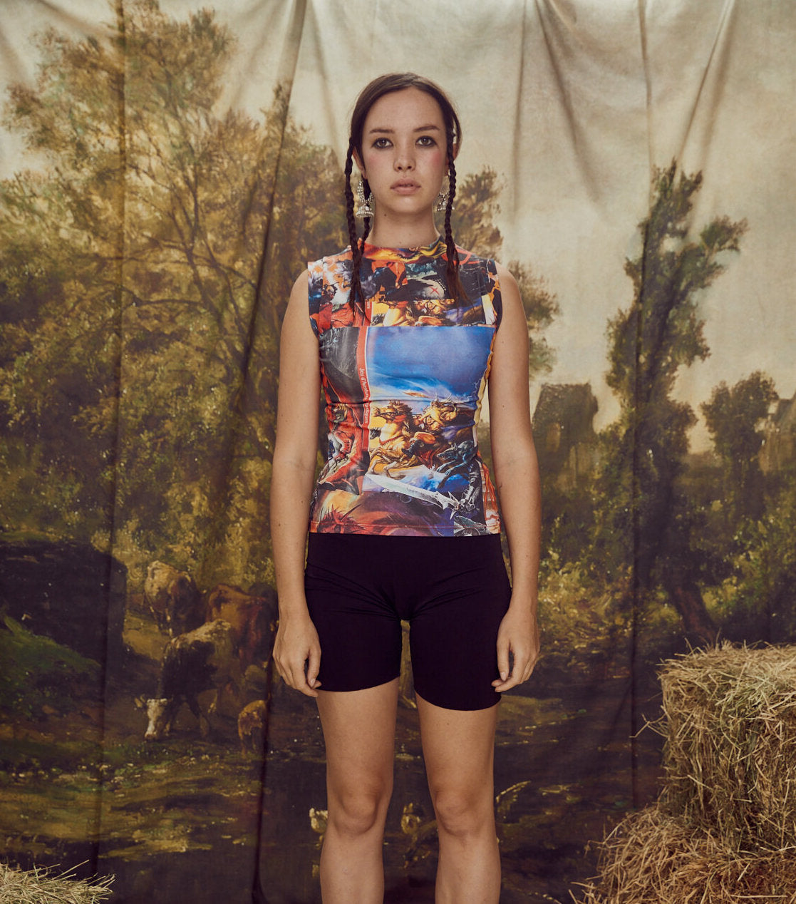 GKA, gautam Kapoor, made in Australia, Australia, australian designer, Melbourne, made in Melbourne, Melbourne designer, graphic, digital, digital print, fantasy, high fantasy, black and white, tank, top, tank top, graphic print, print, cotton, Los Angeles, Kathleen