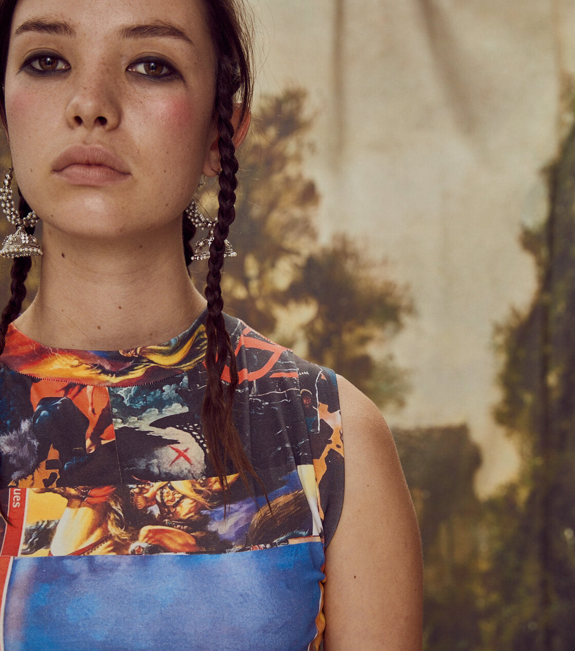 GKA, gautam Kapoor, made in Australia, Australia, australian designer, Melbourne, made in Melbourne, Melbourne designer, graphic, digital, digital print, fantasy, high fantasy, black and white, tank, top, tank top, graphic print, print, cotton, Los Angeles, Kathleen