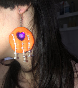 Tati Jewellery, earrings, orange, heart, purple, handmade, Los Angeles, Kathleen