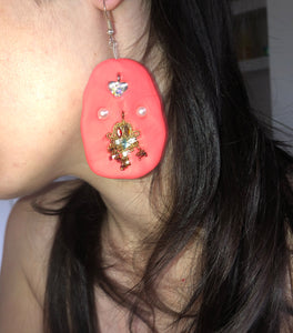 Tati Jewellery, earrings, pink,gold, silver, charms, handmade, Los Angeles, Kathleen