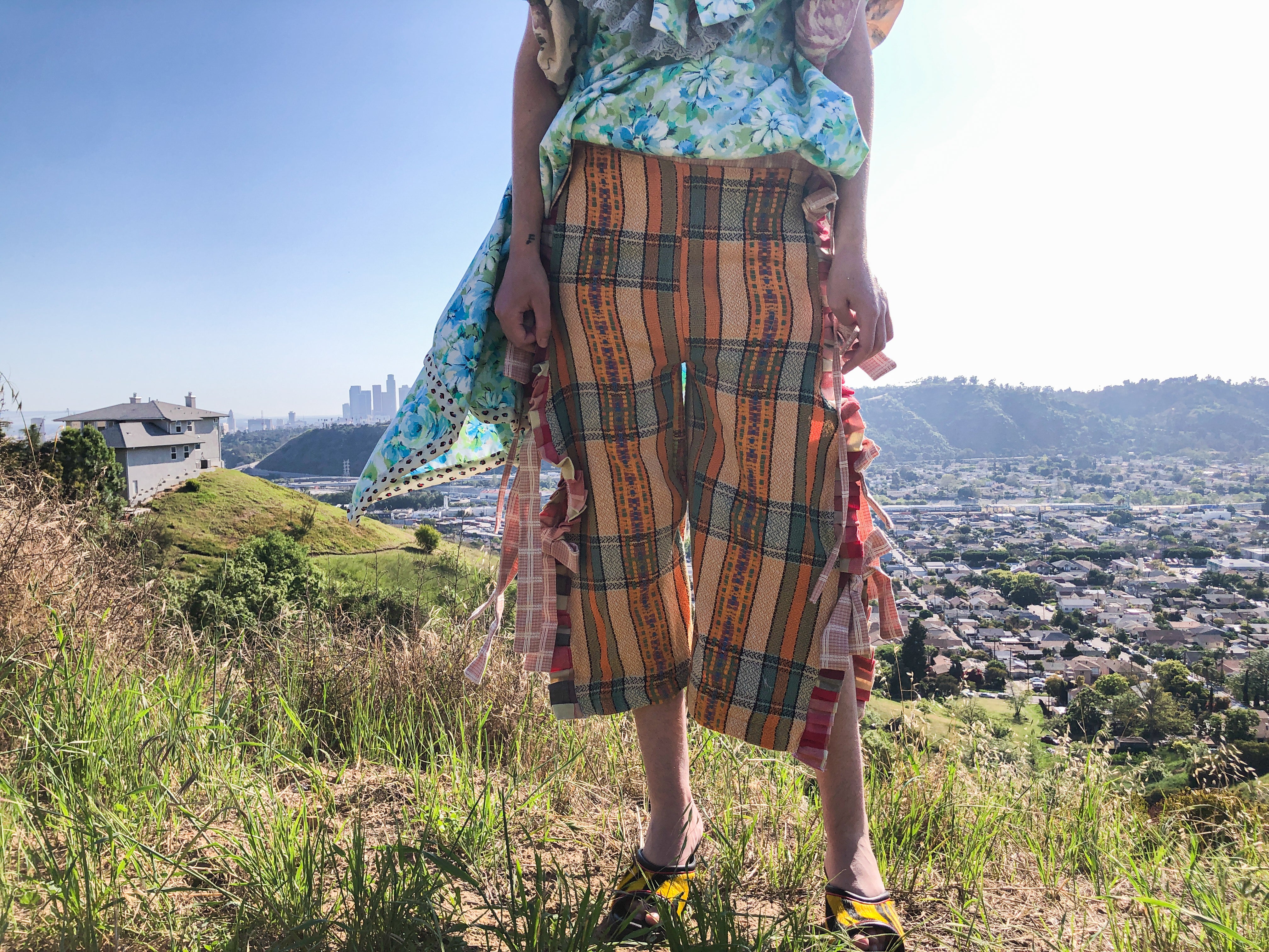 JRAT, Janelle Rabbott, Pants, Chaps, Bow Pants, Zero Waste, Gingham, UpcycleZero Waste, Prairie Dress, Ruffle Dress, Bow Dress, Sustainable, Kathleen, Shop Kathleen, Boutique, Ugly House on the Prairie, Los Angeles, One of a Kind