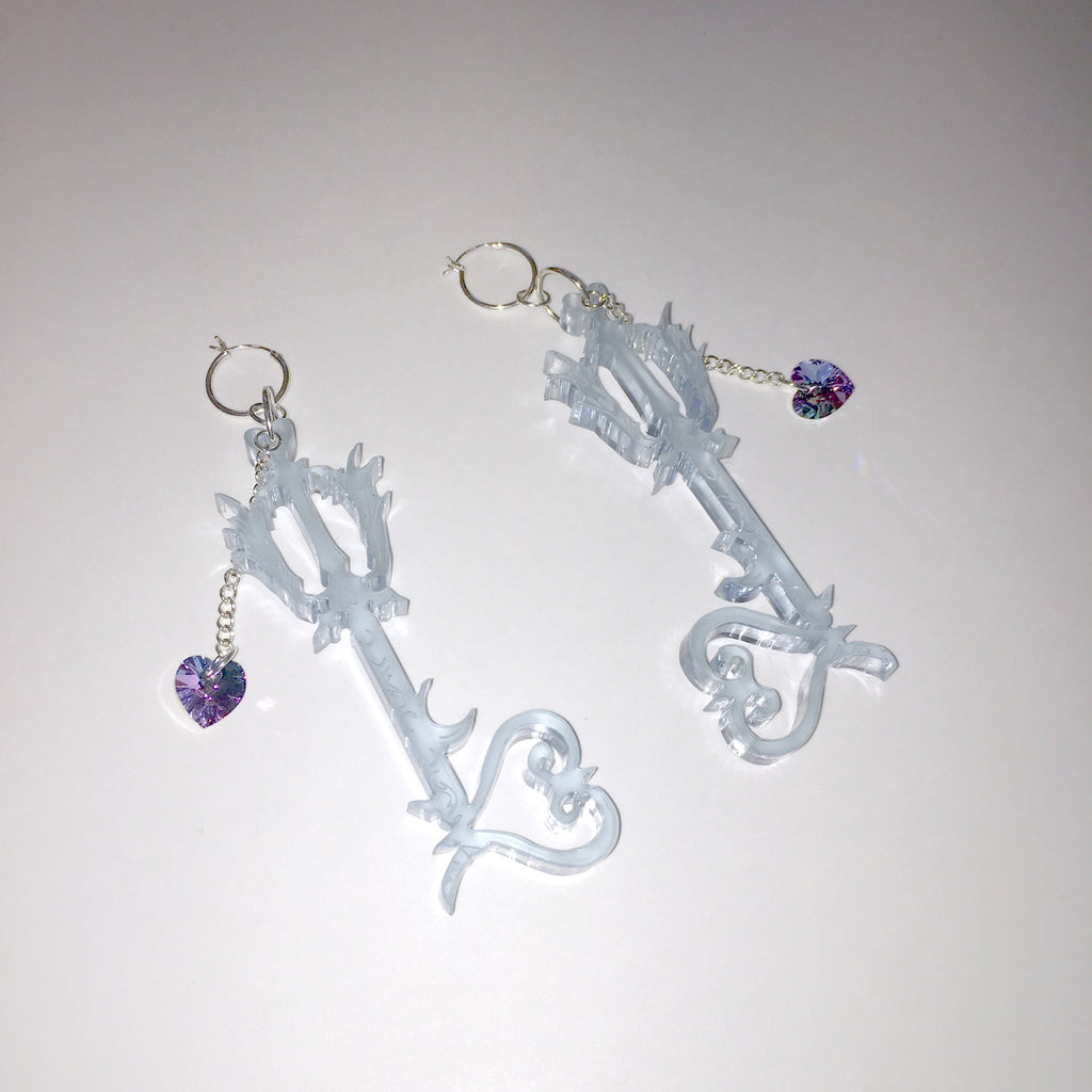 earrings, emma pryde, handmade, keyblade, kingdom hearts, shop kathleen, kathleen, los angeles