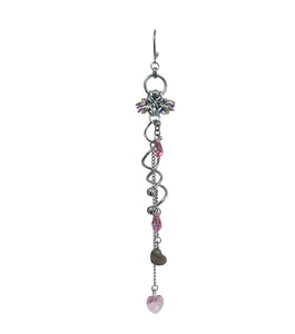 Closet children, earring, earrings, jewelry, made in Singapore, Singapore, handmade, one of a kind, stainless steel, anodized aluminum, titanium, Swarovski, crystal, gem, hoop, pink, purple, aurora lights, Los Angeles, shop Kathleen, Kathleen