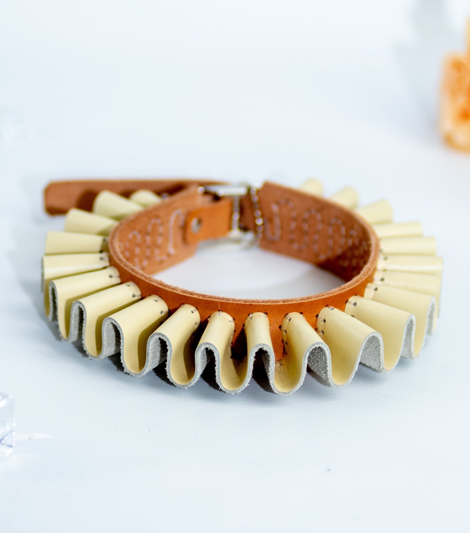 handmade leather ruff collars, katy mcroberts, choker, collar
