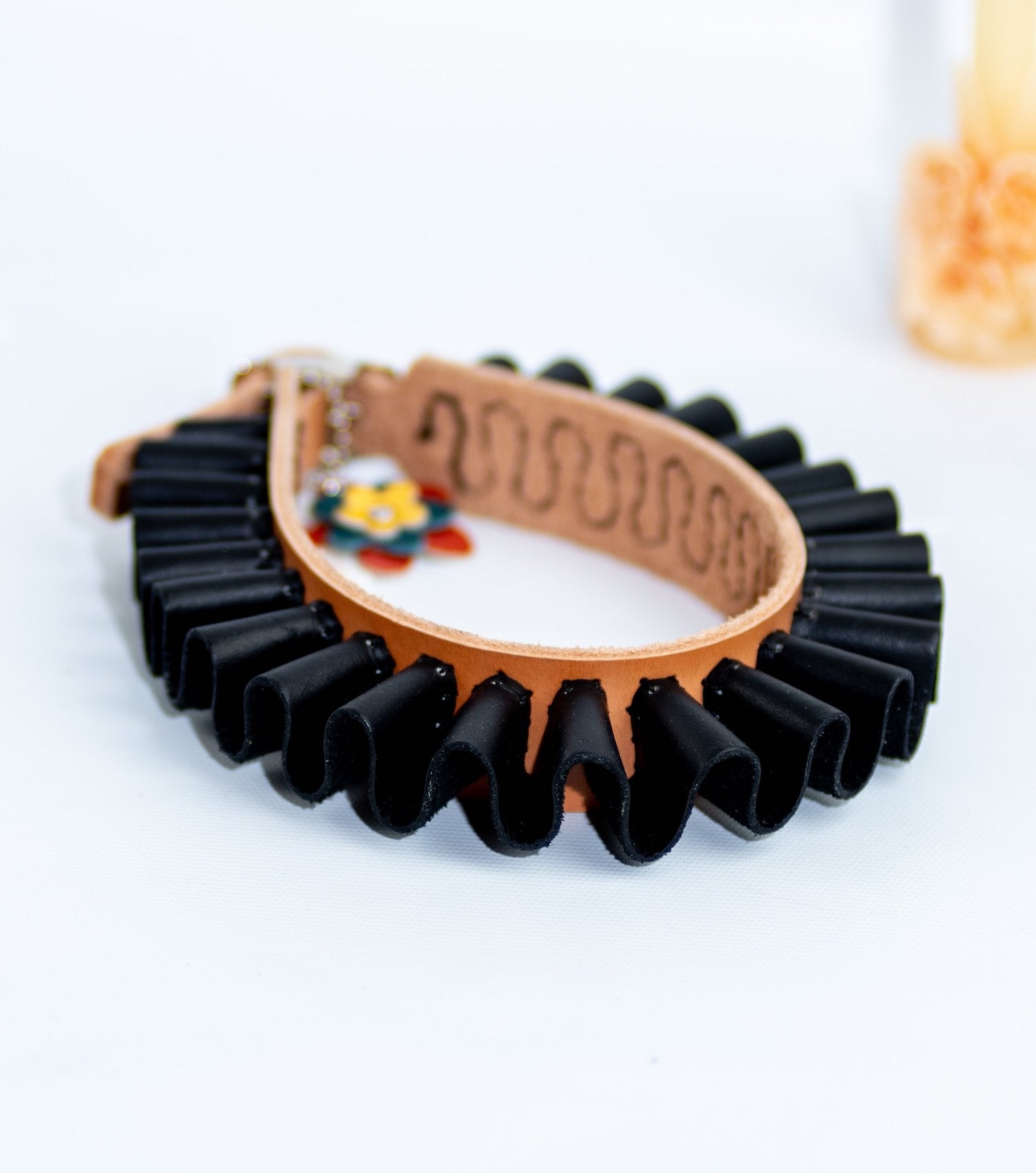 handmade leather ruff collars, katy mcroberts, choker, collar