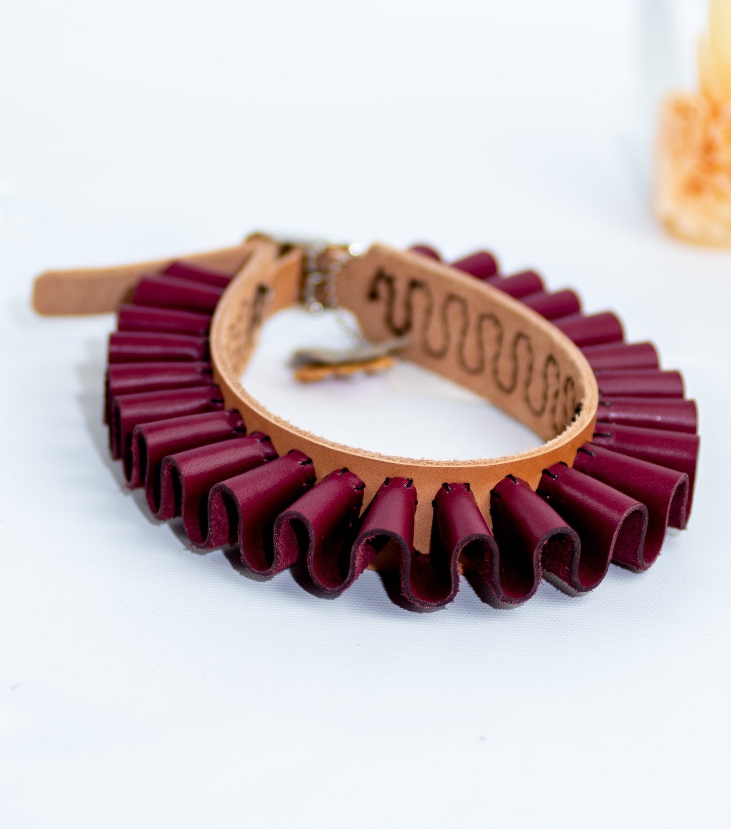 handmade leather ruff collars, katy mcroberts, choker, collar