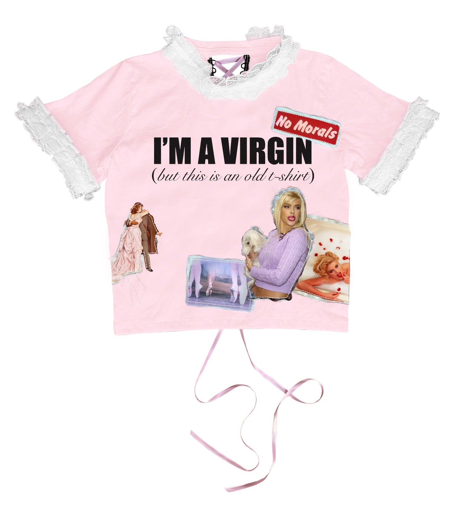 I'm A Virgin Lace-Up Baby Tee