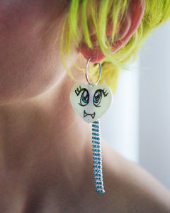kathleen, shop kathleen, kathleen Los Angeles, Austin tx, resin jewelry, epoxy jewelry, handmade jewelry, independent artist, one of a kind, fox jewelry, holographic jewelry, rave jewelry, sparkle jewelry, pentagram, vampire, smiley, fang, rhinestone, spiral star, cast jewelry, monster necklace, Alyssa kazew, I heart binky