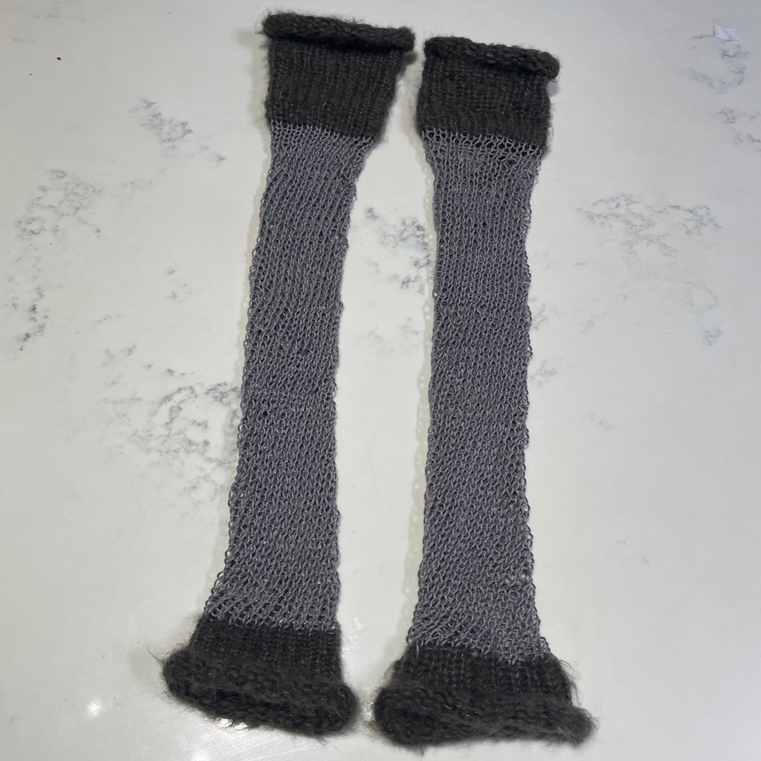 knit wamers, arm warmers, hand warmers, gloves, handknit, sustainable designer, chicago designer, fairy arm warmers, fingerless gloves, kathleen, shop kathleen, exaltus, metallic gloves, grey gloves, grunge gloves, sparkle gloves, striped gloves, emo gloves, scene gloves, chainmaille armwarmers