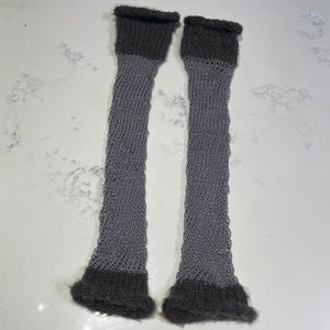 knit wamers, arm warmers, hand warmers, gloves, handknit, sustainable designer, chicago designer, fairy arm warmers, fingerless gloves, kathleen, shop kathleen, exaltus, metallic gloves, grey gloves, grunge gloves, sparkle gloves, striped gloves, emo gloves, scene gloves, chainmaille armwarmers