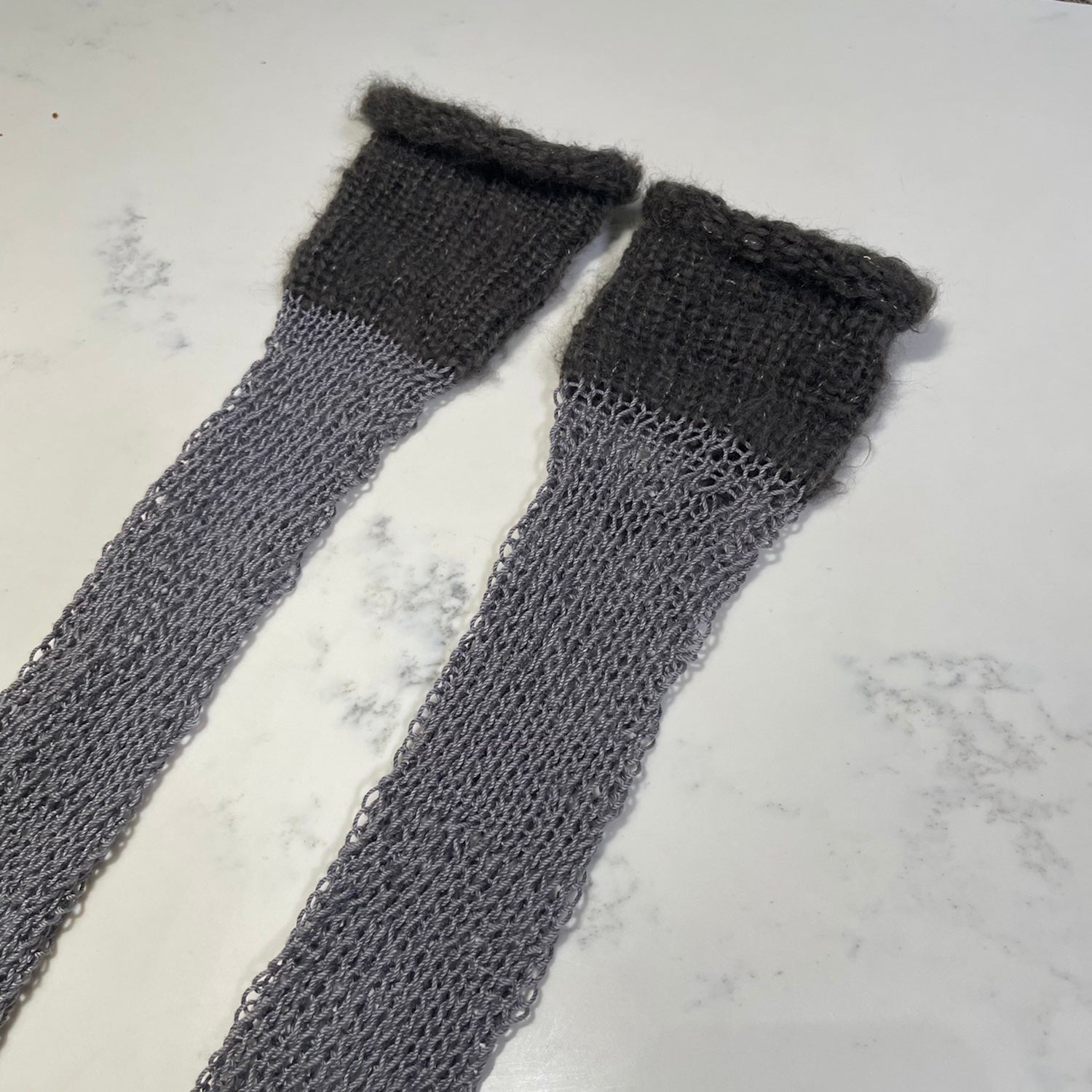 knit wamers, arm warmers, hand warmers, gloves, handknit, sustainable designer, chicago designer, fairy arm warmers, fingerless gloves, kathleen, shop kathleen, exaltus, metallic gloves, grey gloves, grunge gloves, sparkle gloves, striped gloves, emo gloves, scene gloves, chainmaille armwarmers