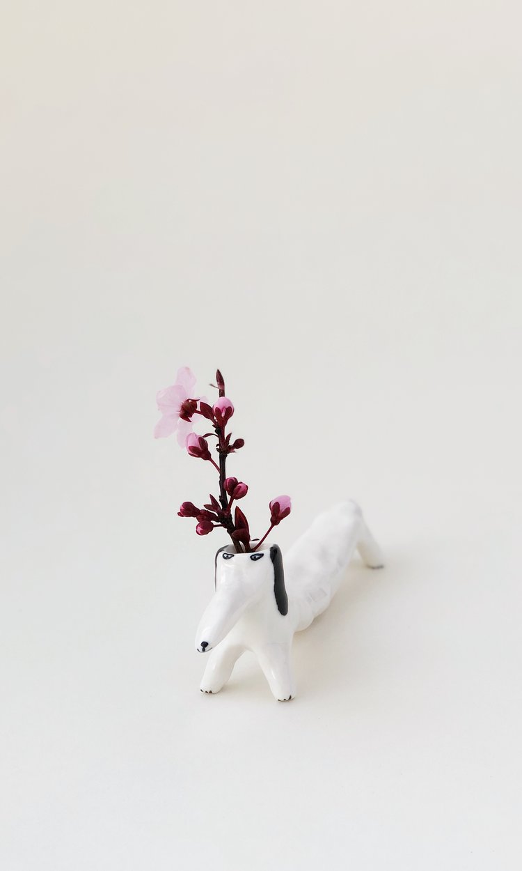 eleonor bostrom dog vase, porcelain vase