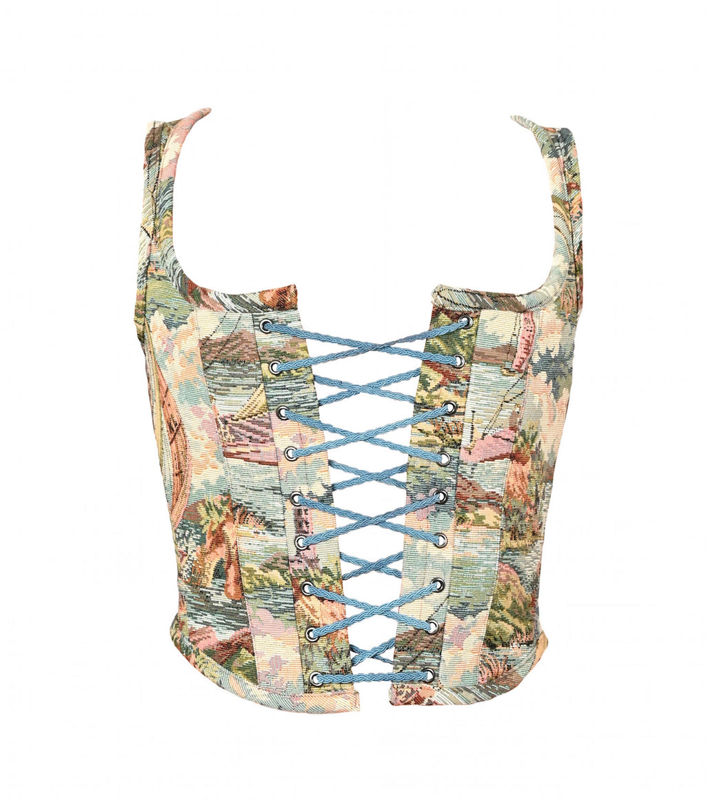 Kathleen, Kathleen Los Angeles, Los Angeles Boutique, all is a gentle spring,  empire dress, elizabethan, independent designer, made in australia, elizabethan corset, tapestry corset, boned corset, lace up corset